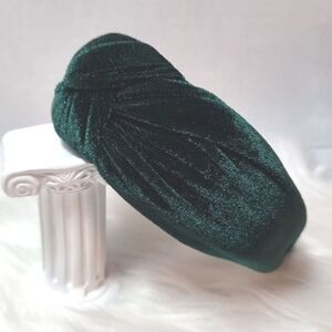 New Wide Green Velvet Top Knot Headband fall christmas Luxe Luxury